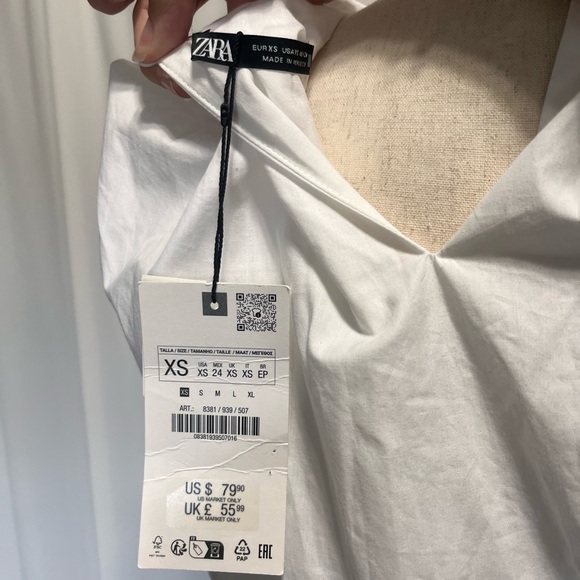 Zara Dress with White Sleeveless Blouse and Attached Green Linen Blend Skirt - Picture 10 of 10